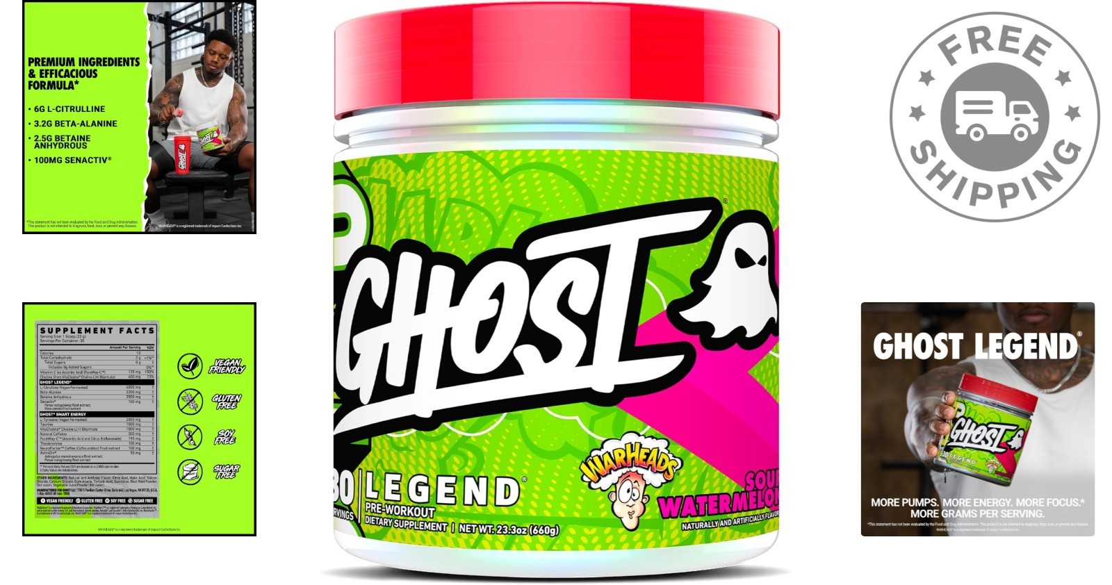 Epic Energy & Focus Blend – Legend Pre-Workout Powder, Warheads Sour Watermelon