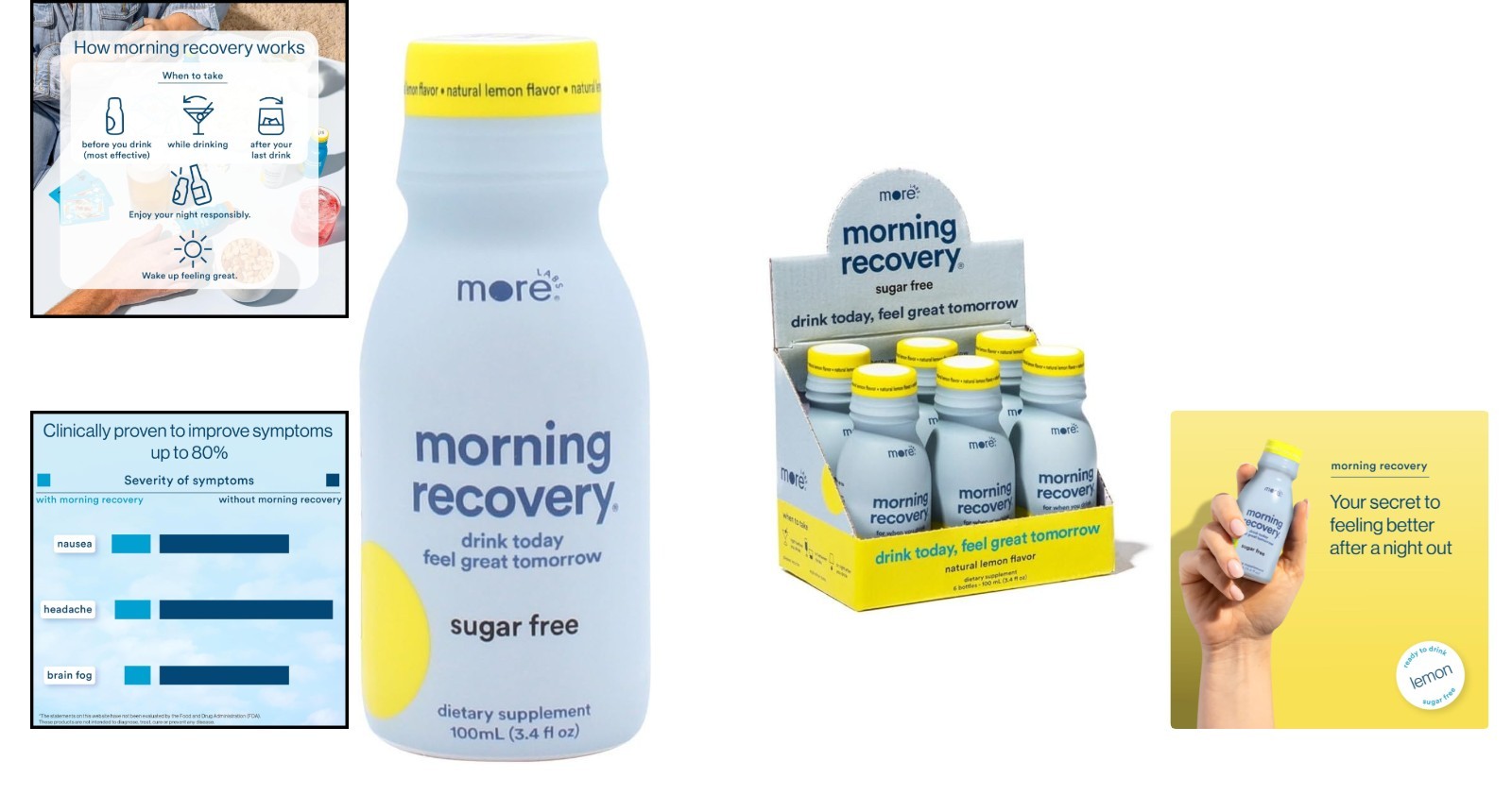 Morning Recovery: Electrolyte Infused Lemon Drink, Non-GMO & Gluten-Free, 6 Pack