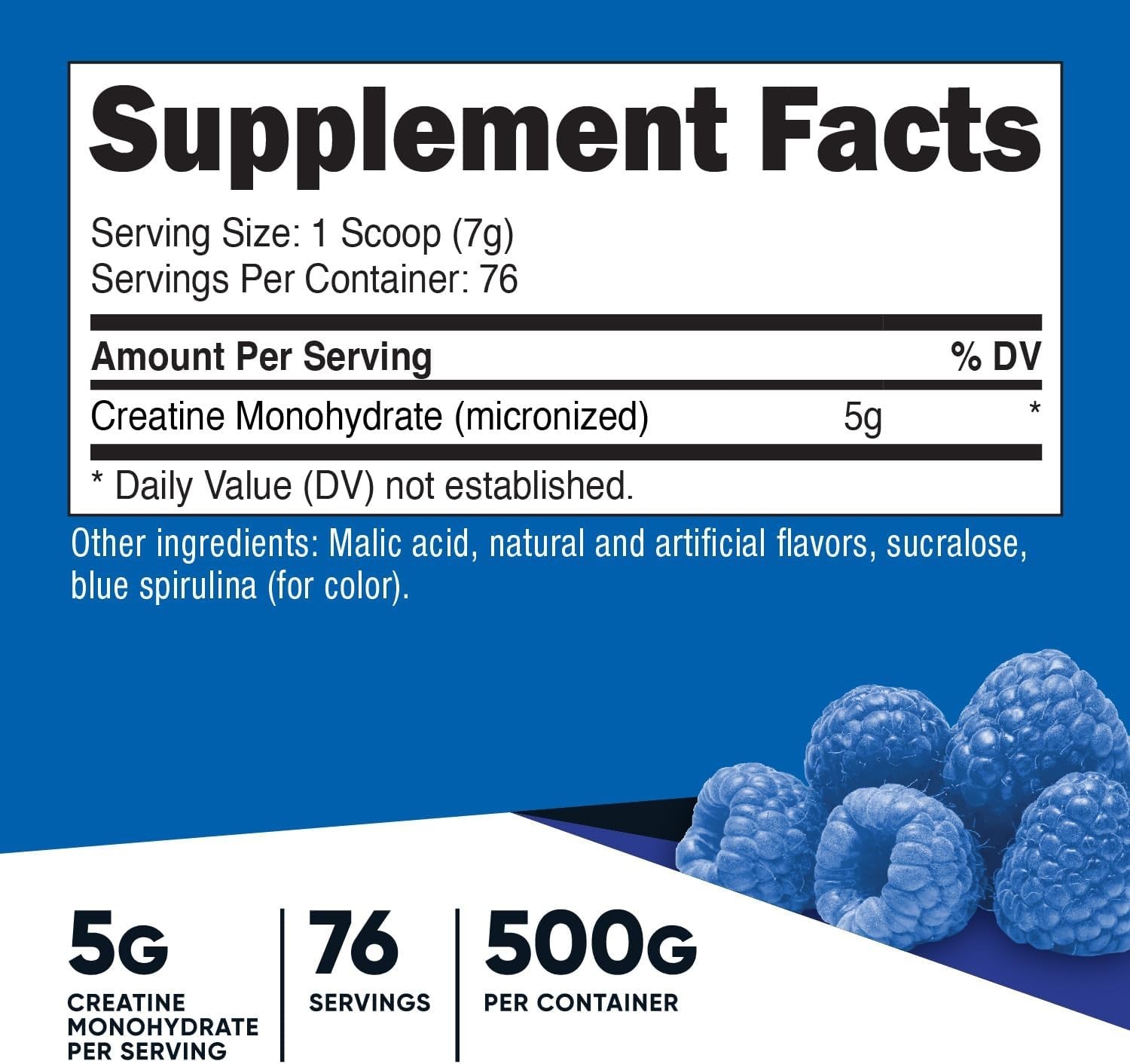 500g Creatine Monohydrate Powder in Blue Raspberry Flavor – Elevate Your Workout