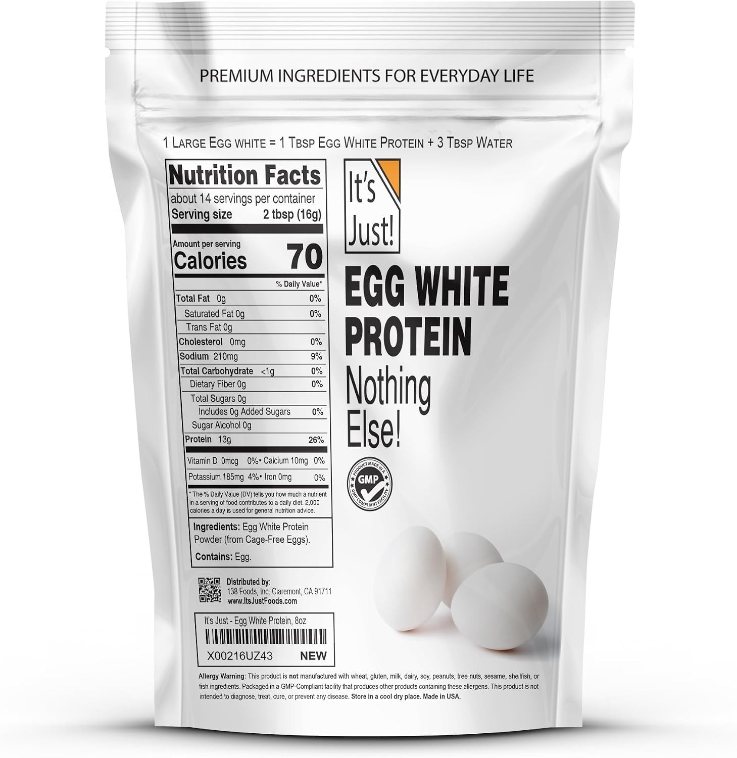 It’s Just! – Egg White Protein Powder, Made in USA from Cage-Free Eggs, Dried Eg