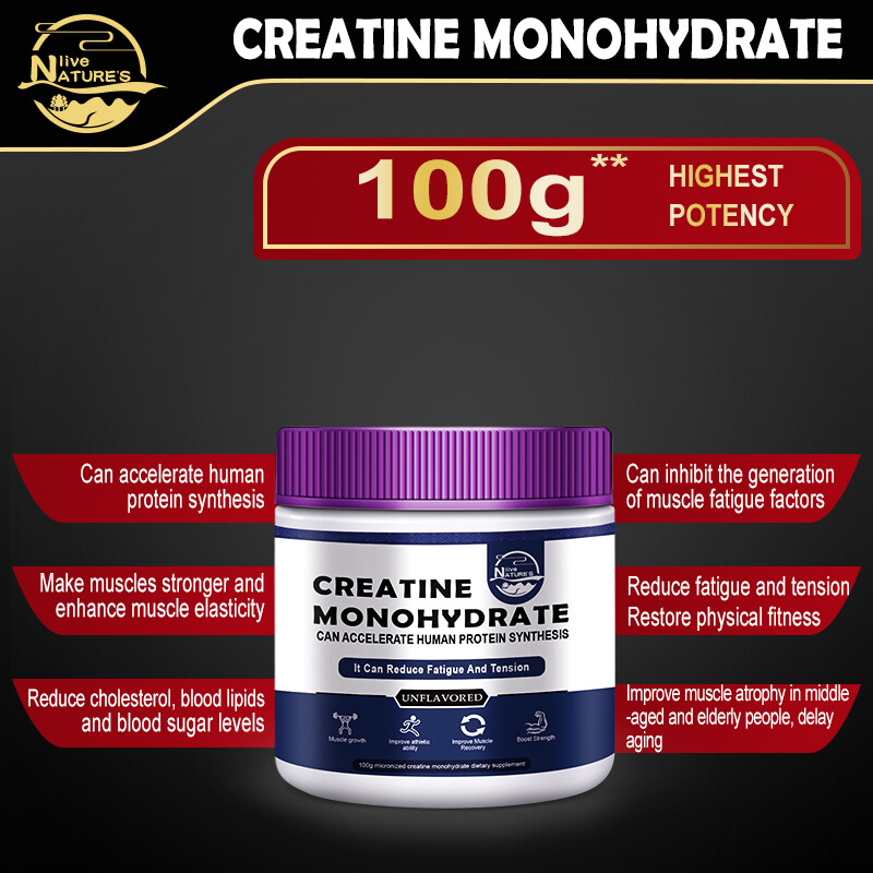 Creatine Monohydrate Powder Muscle gain (Micronized) 5g per serv 100g Unflavored