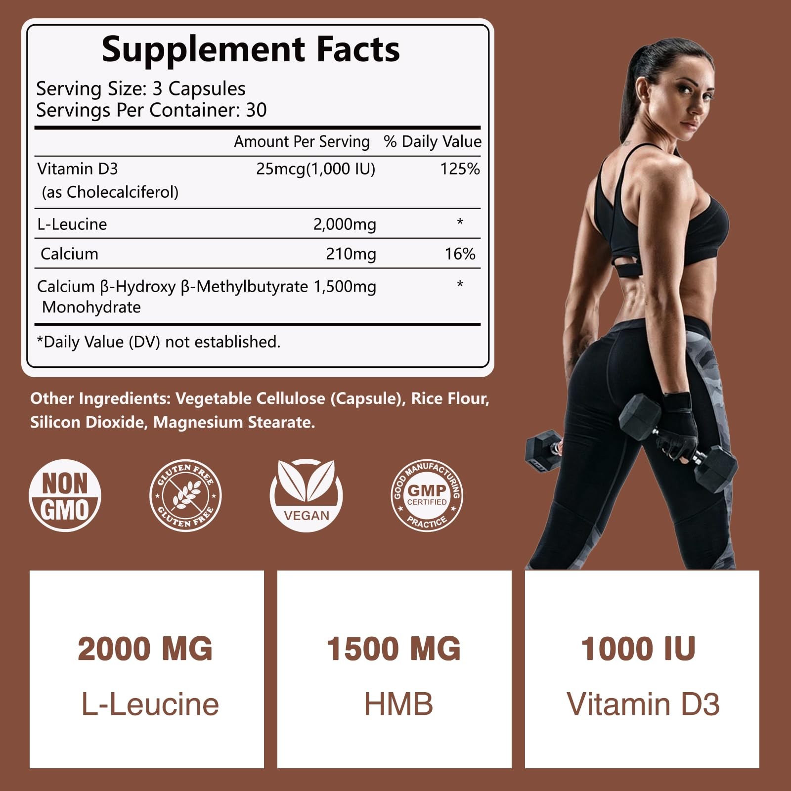 HMB and Leucine Supplement 3500mg L-Leucine HMB with Vitamin D3 Amino Acid BC…