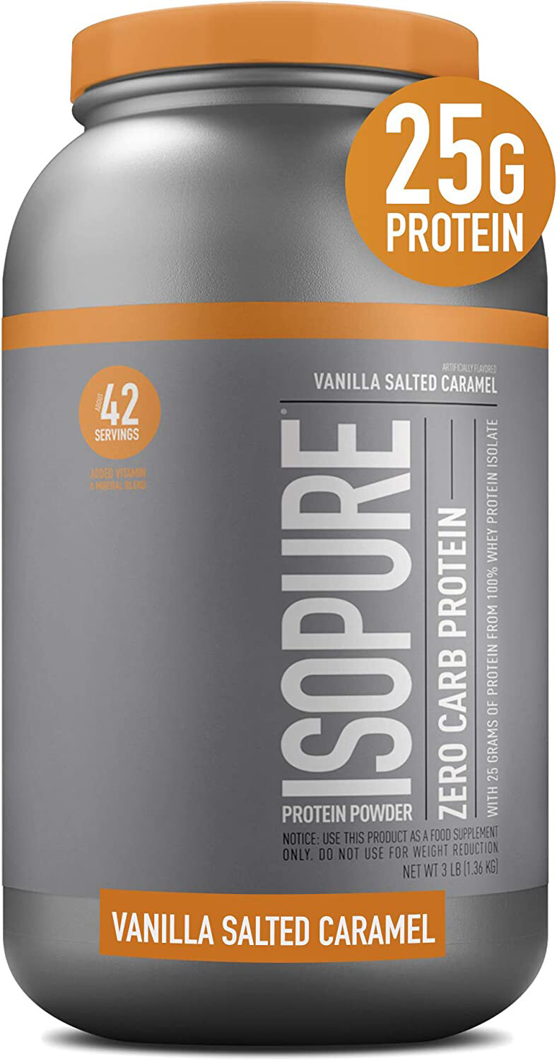Isopure Zero Carb, 25g Protein, Whey Protein IsolateVanilla Salted Caramel, 3lb