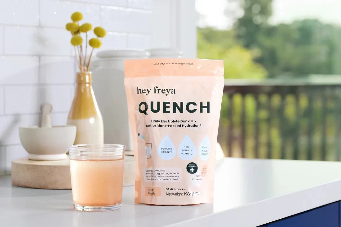 Hey Freya QUENCH Daily Electrolyte Hydration Drink Mix – 30 Stick Pack