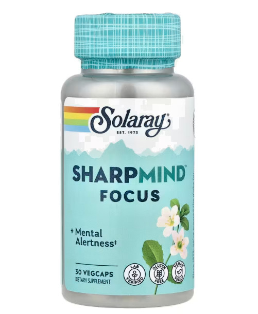 Solaray SharpMind Focus Dietary Supplement 30 Veggie Capsules