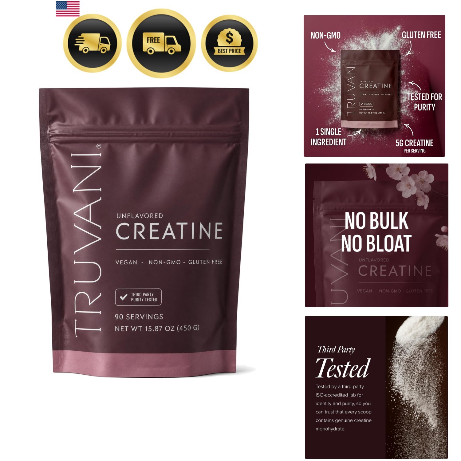 Creatine Monohydrate Powder | 5g Pure Creatine Per Serving | Third Party Test…