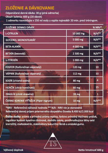 TOPSET 600 g- Best Non-Stim Preworkout, Stim Free, 10 000 mg Citrulline and More