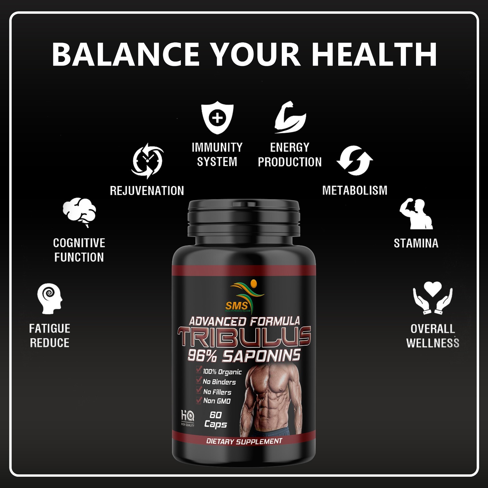 TRIBULUS TERRESTRIS 96% SAPONINS FITNESS SUPPLEMENT 2000mg DAILY NON GMO