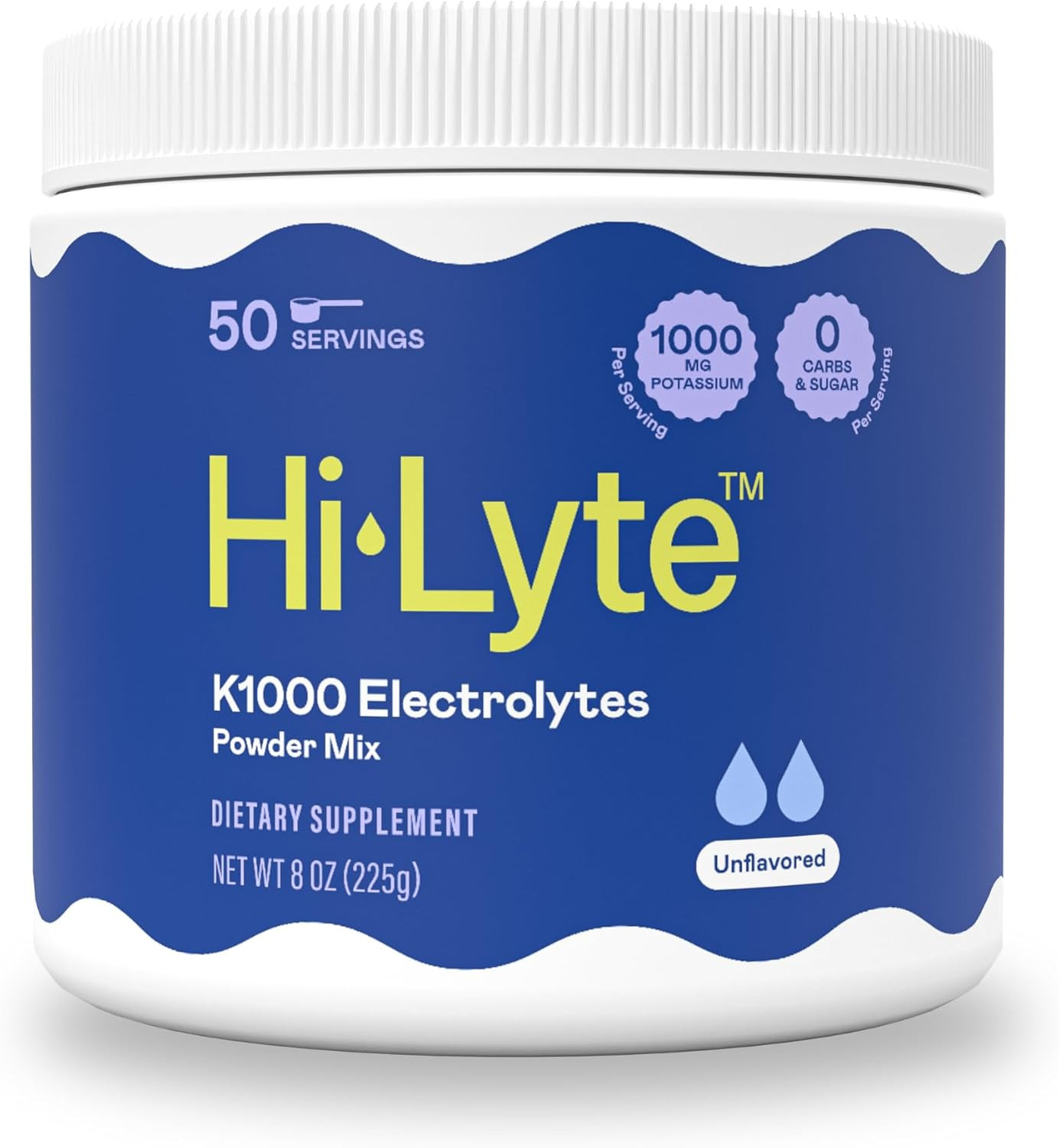 Hi-Lyte K1000 Electrolytes Powder Mix Unflavored Keto & Performance, 50 Servings