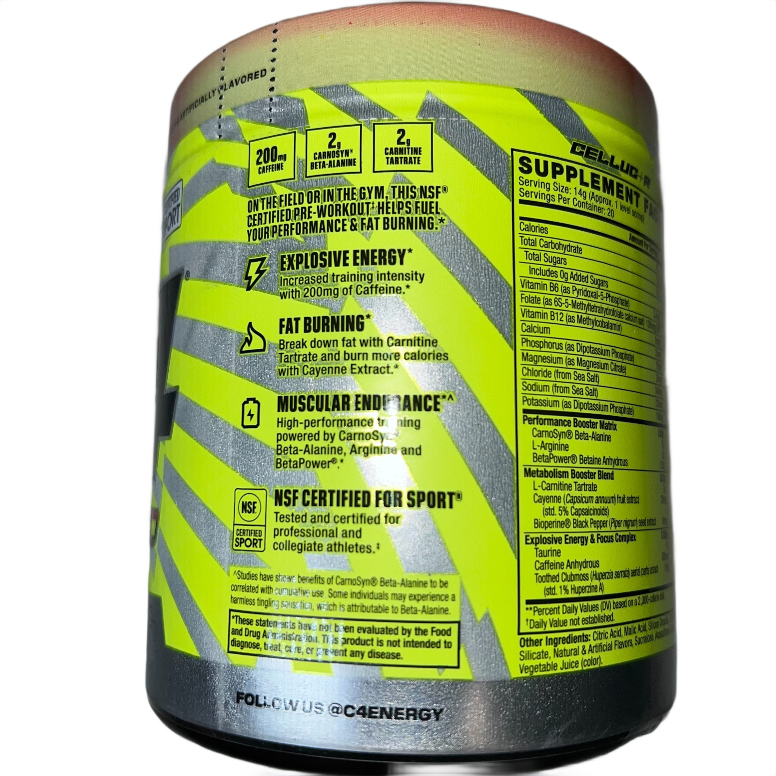 C4 Sport Ripped Pre-Workout Strawberry Watermelon 9.9oz BB 2/26 New