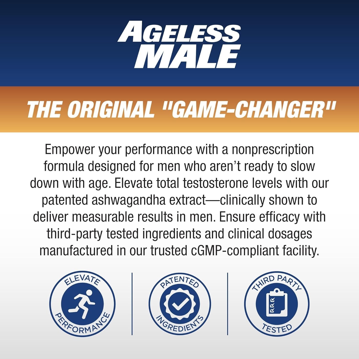 Ageless Male Max Total Testosterone & Nitric Oxide Booster 120 Caplets New