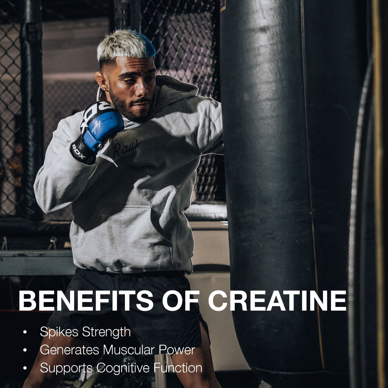 RAW Nutrition Creatine Monohydrate Powder, Unflavored, 510g 100 Servings