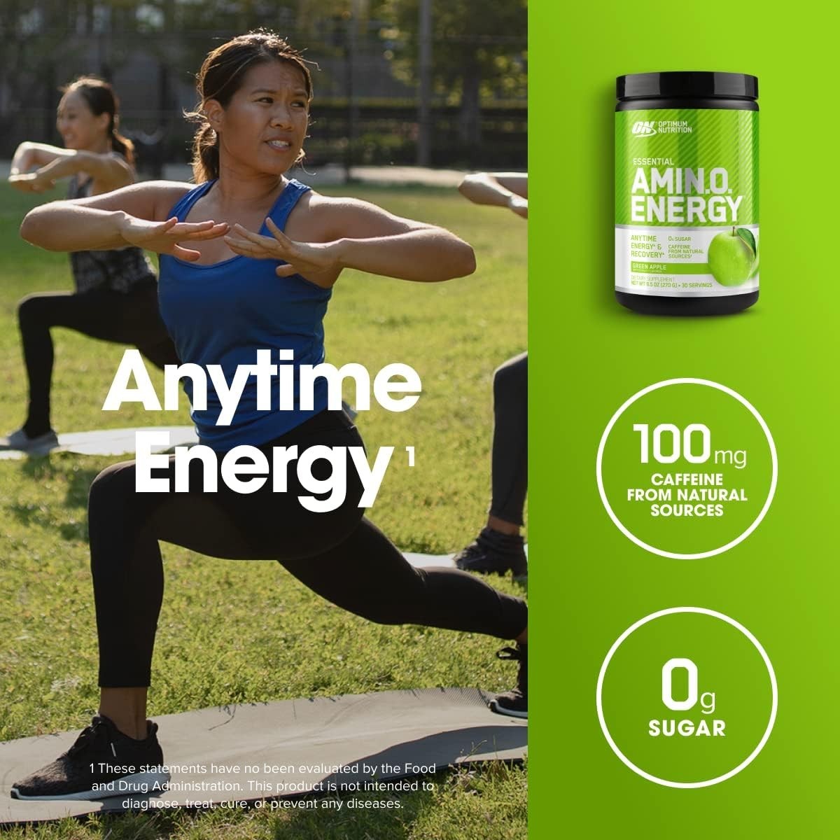 Fuel Your Workouts with Amino Energy Powder – Green Apple, 100mg Caffeine Boost