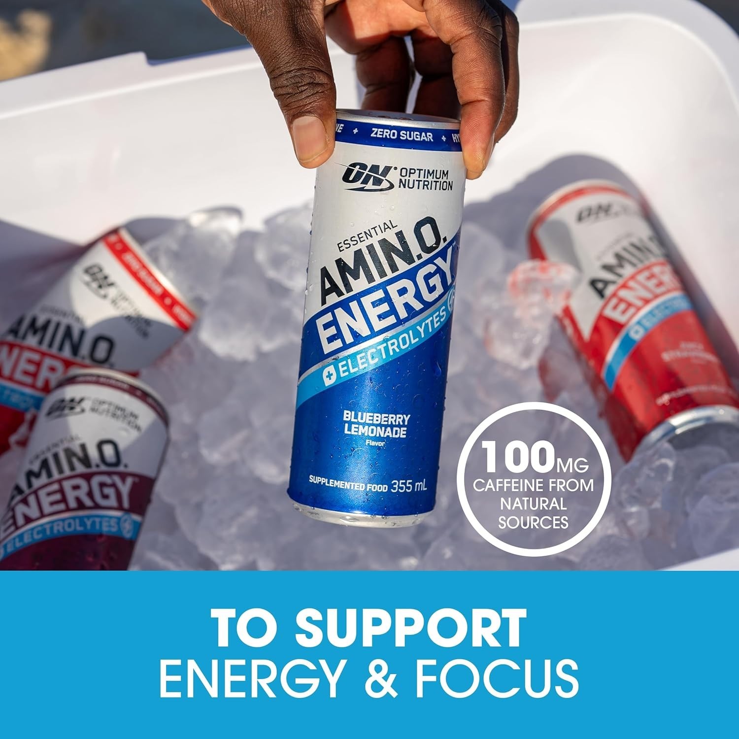 12x OPTIMUM NUTRITION Amino Energy Drink Electrolytes Hydration Mango Lime 355ml