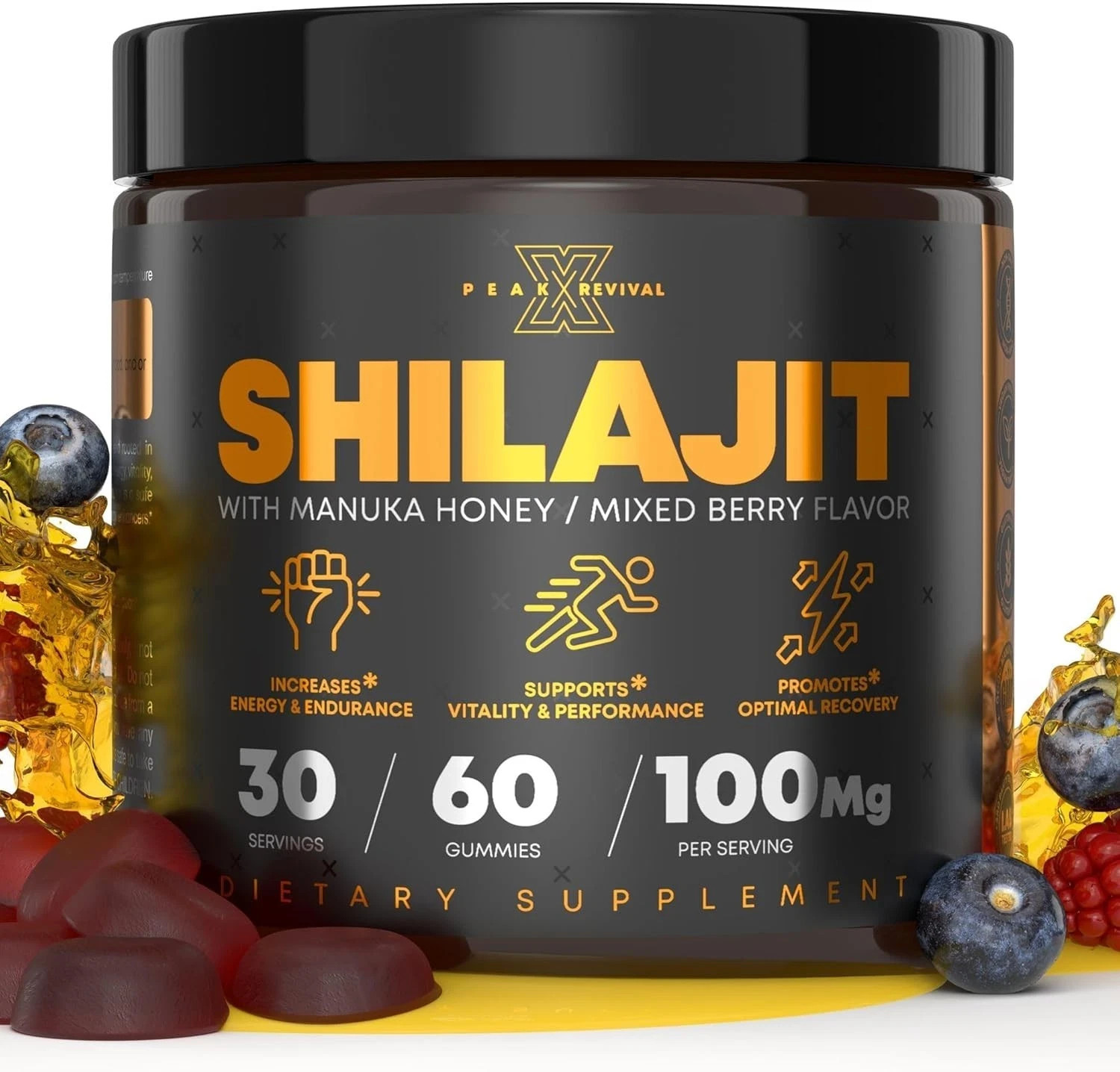Shilajit Gummies with Manuka Honey – Increases Energy & Endurance,100mg 60 Coun