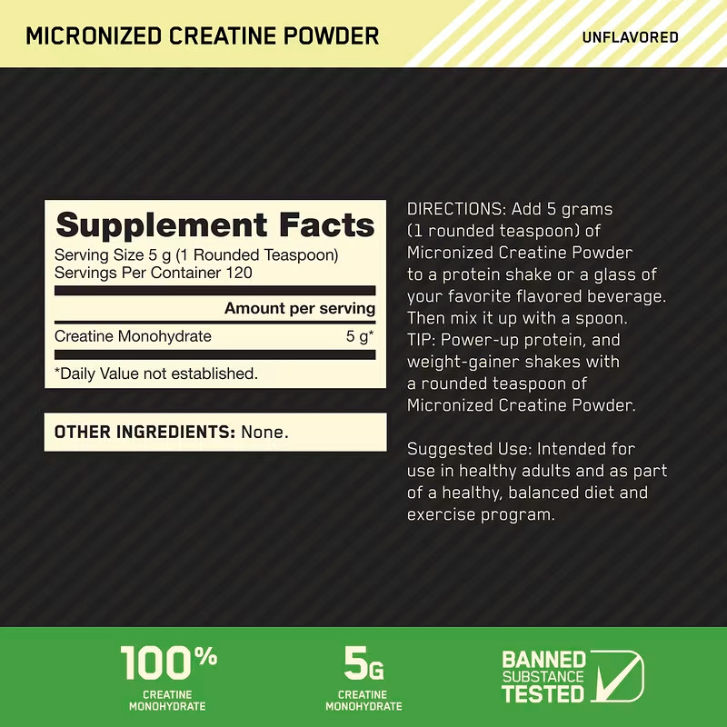 Optimum Nutrition, Micronized Creatine Powder, Unflavored, 1.32 lb (600 g)