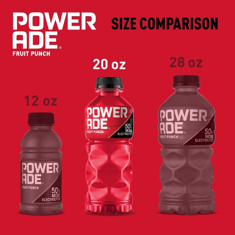 POWERADE Fruit Punch Electrolyte Sports Drink Bottles, 20 fl oz, 8 Pack