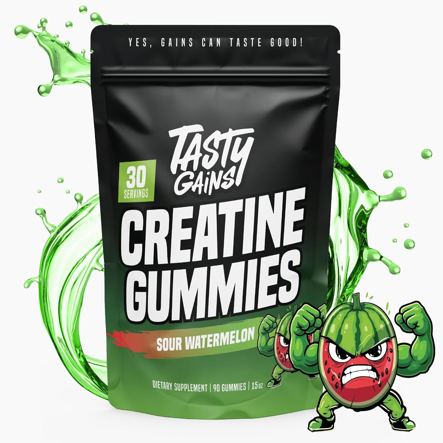 TASTY GAINS Creatine Gummies, 90g of Creatine, Non-GMO, Vegan – Build Muscle & B