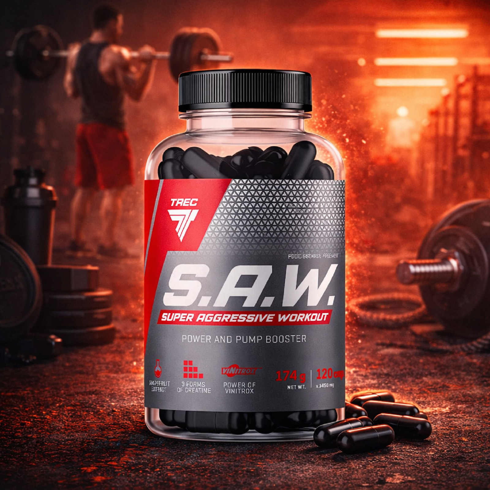 SAW 120 Capsules Pre-Workout Booster Energy Endurance Focus Muscle Pump & Growth