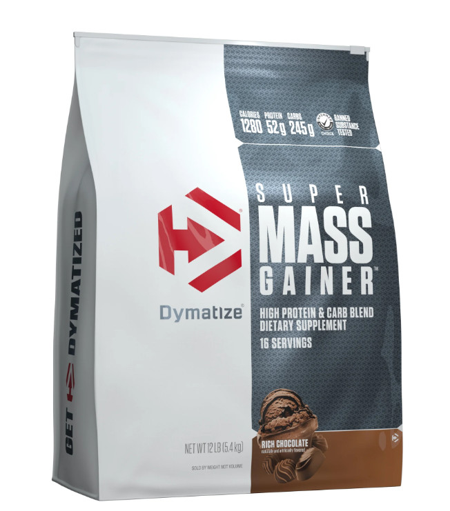 Dymatize Super Mass Gainer, Rich Chocolate, 12 lb, 52g Protein