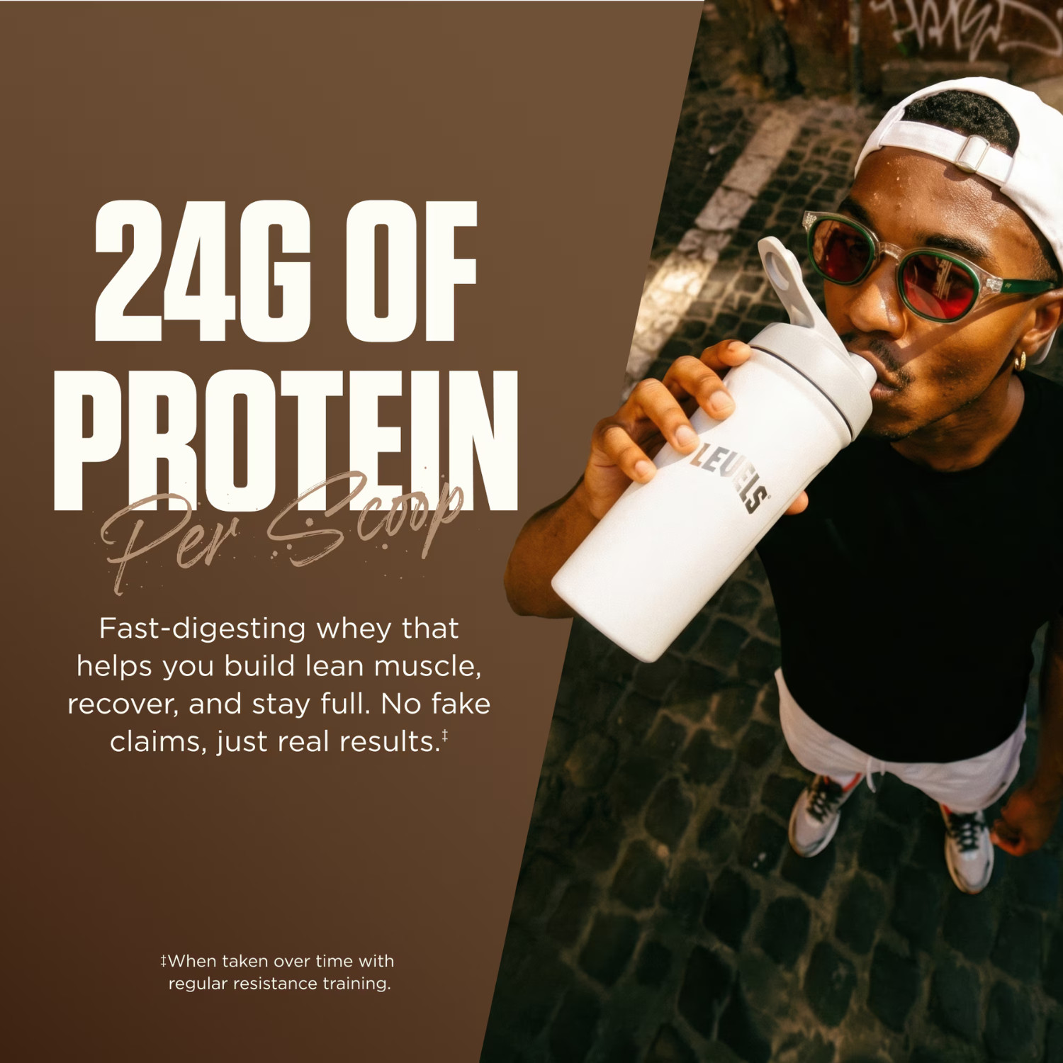 Levels Grass Fed Whey Protein Powder Double Chocolate 24g Protein 1.48 lb