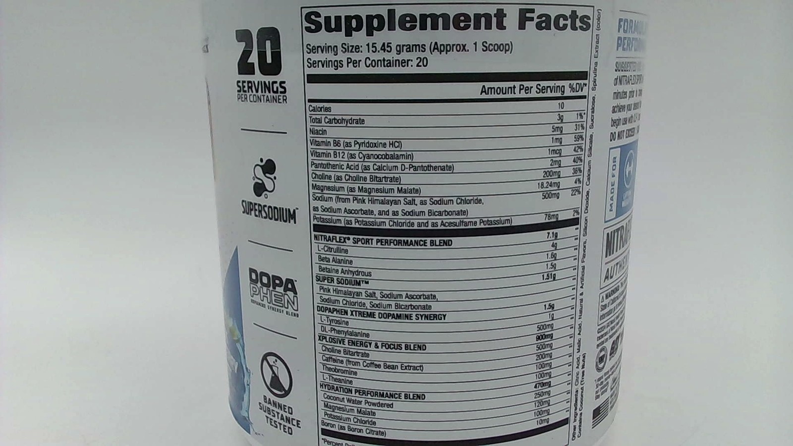 Nitraflex Sport Pre-Workout Powder 20 Servings Blue Raspberry Blast-EXP:07/2027