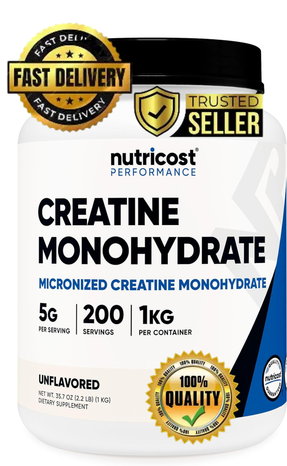 Nutricost Creatine Monohydrate Powder 1KG – Pure Powder, Gluten Free, Non-GMO