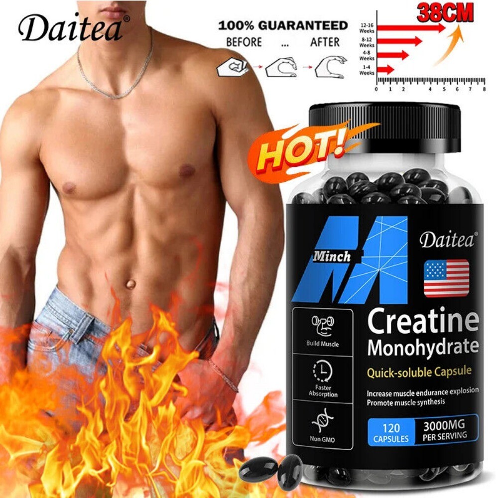 Creatine Monohydrate – 120 Capsules – Supports Muscle Growth – Pure Creatine