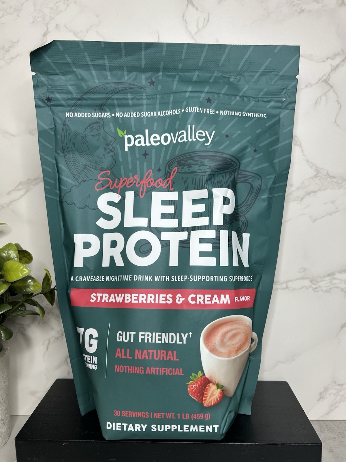 Paleovalley Superfood Sleep Protein Strawberries & Cream 1lb Exp 02/2028