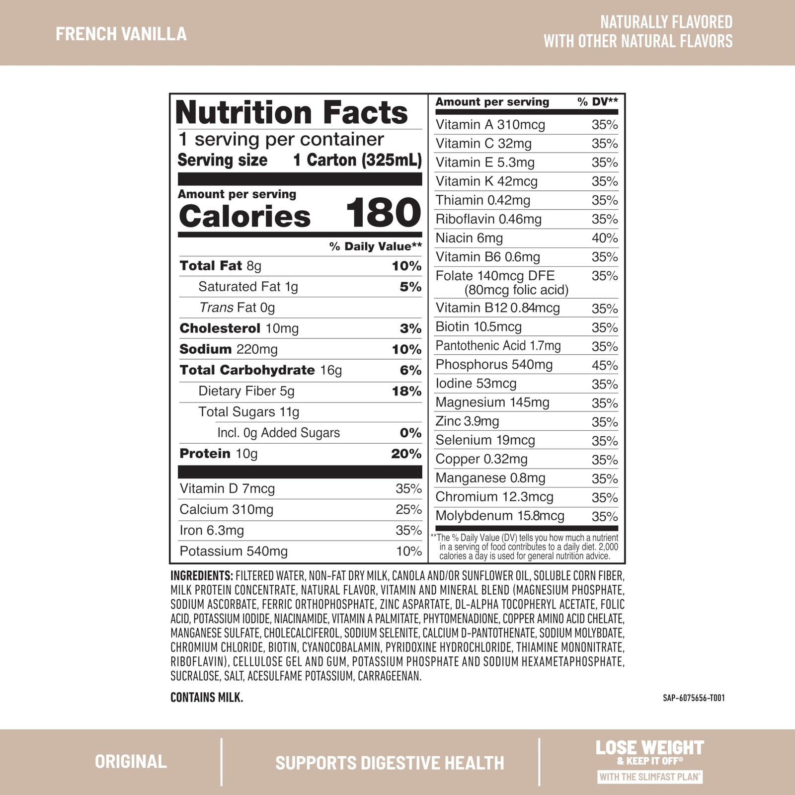 SlimFast Meal Replacement Shake, Original French 12 Count (Pack of 1)