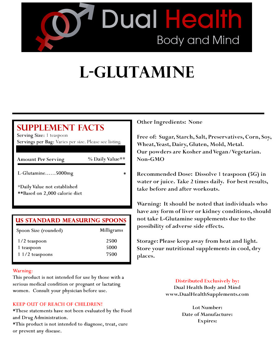 L-GLUTAMINE 2kg (4.4 lbs) Powder Free Form Kosher Kosher Bodybuilding Recovery