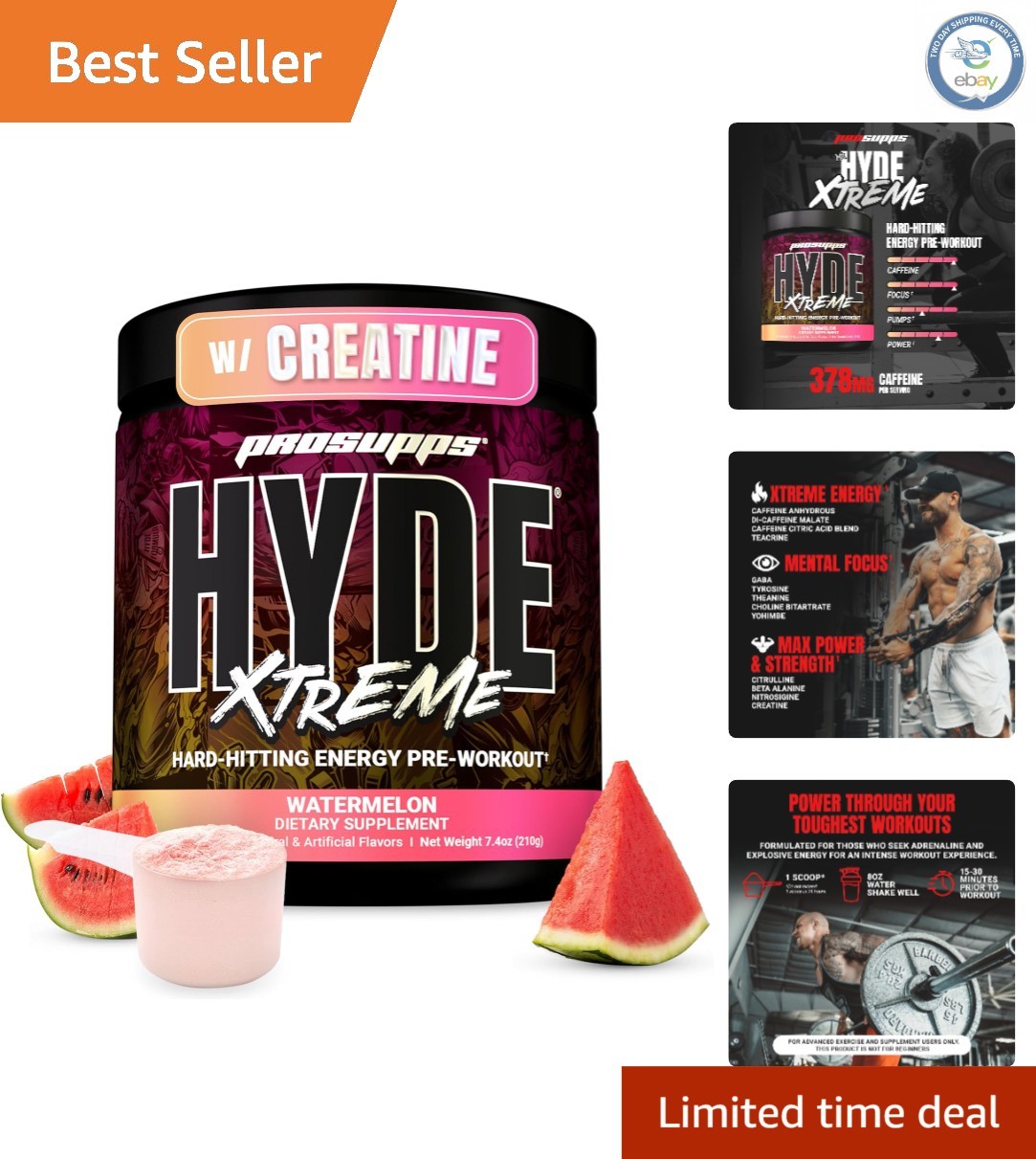 Mr. Hyde Xtreme Energy Pre Workout – Boost Focus & Pumps, 30 Servings Watermelon