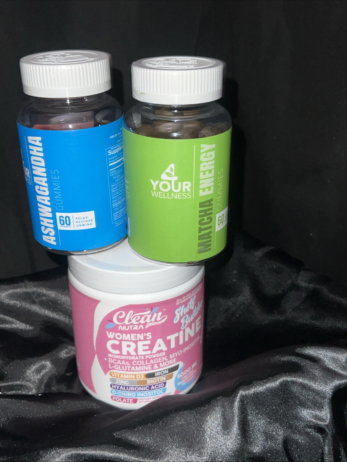 Women’s Creatine Ashwaganda And Matcha Energy Gummies 3 Piece Bundle Full Size !