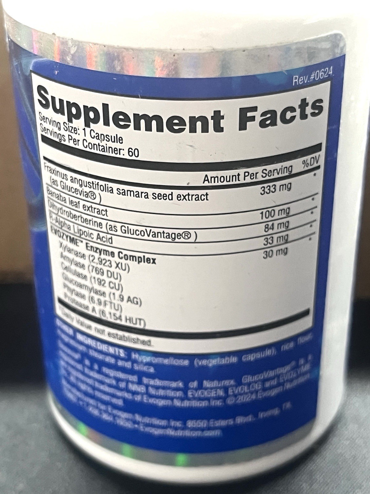 Evogen Nutrition EvoLog Elite Nutrient Partitioning Agent 60 Capsules Exp 9/26
