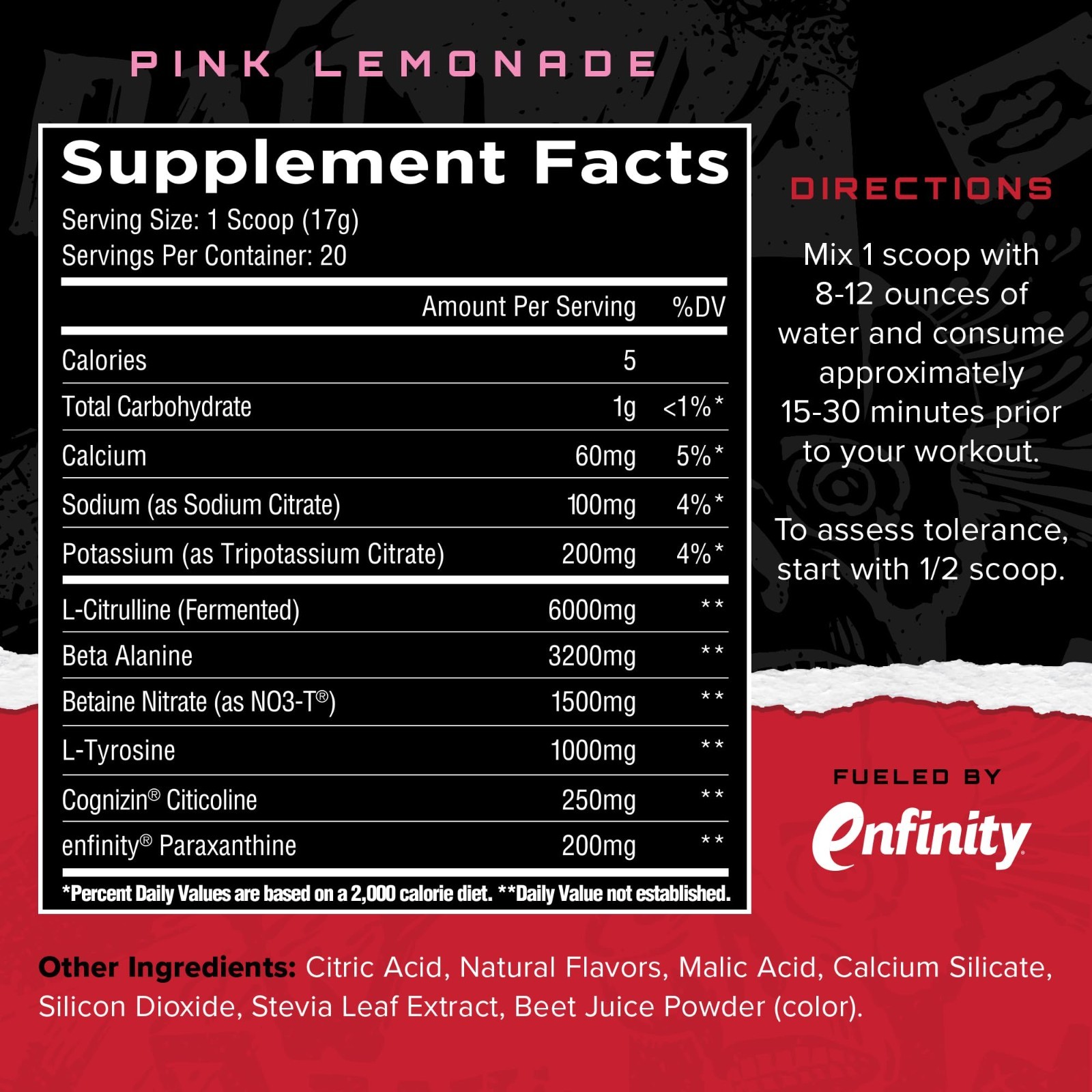 Pre-Workout Energy & Focus Supplement, Pink Lemonade Flavor, 20 Servings