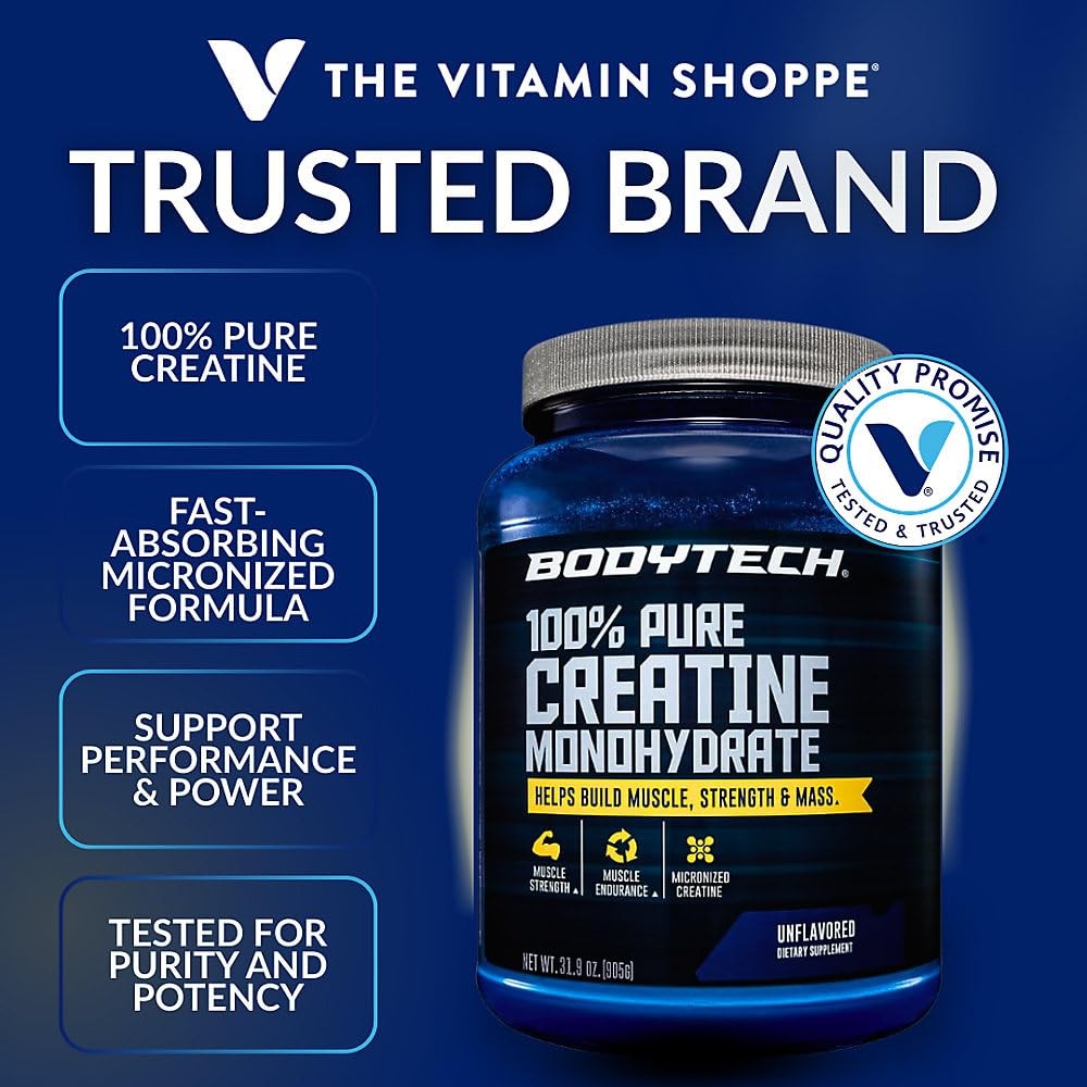 BodyTech Creatine Monohydrate Powder, 181 Servings (Pack of 1), No Color