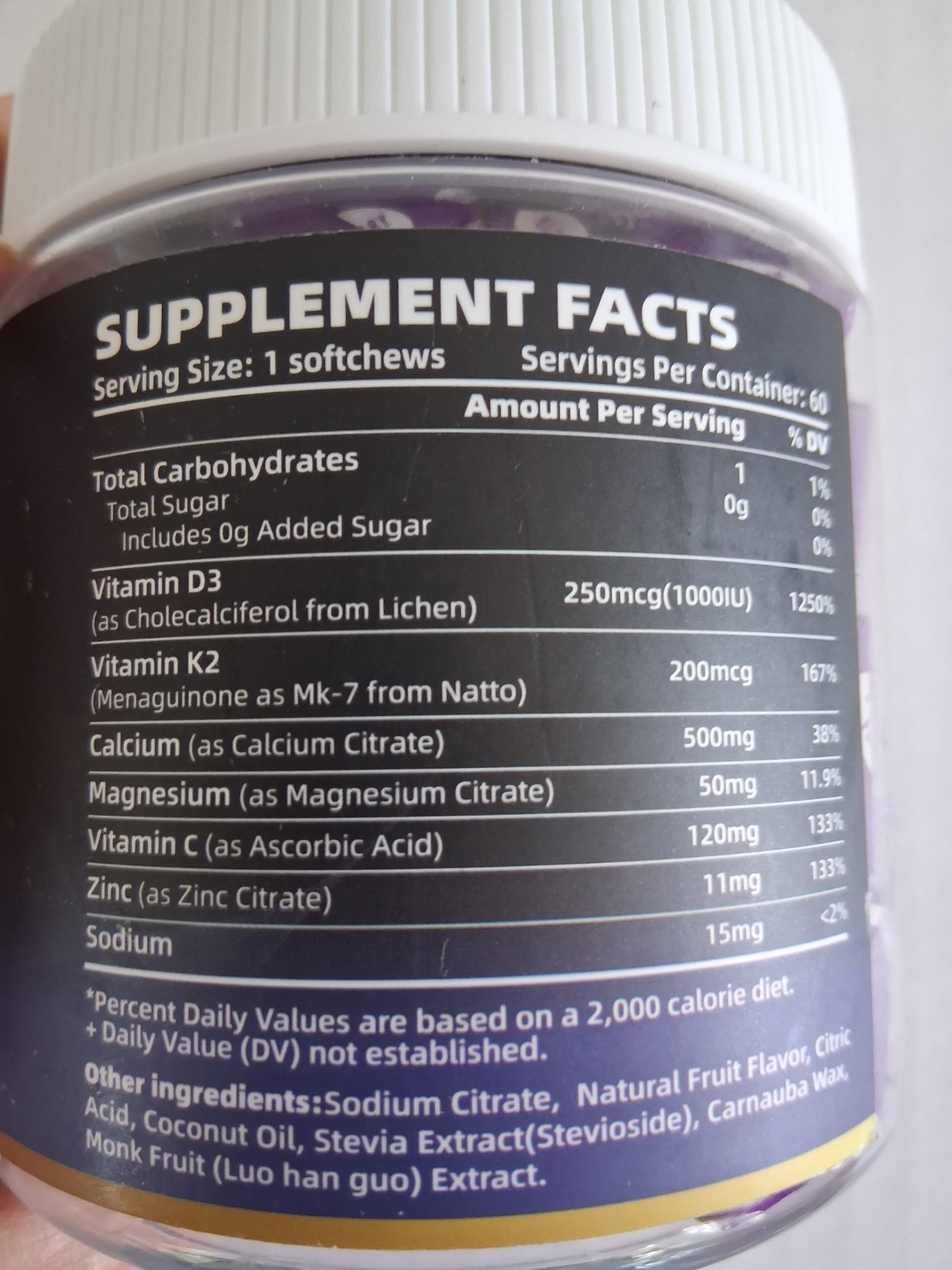 HAPPYUMMMM D3 & K2 SOFTCHEWS BLUEBERRY (60) SUGAR & GLUTEN FREE SUPPLEMENTS