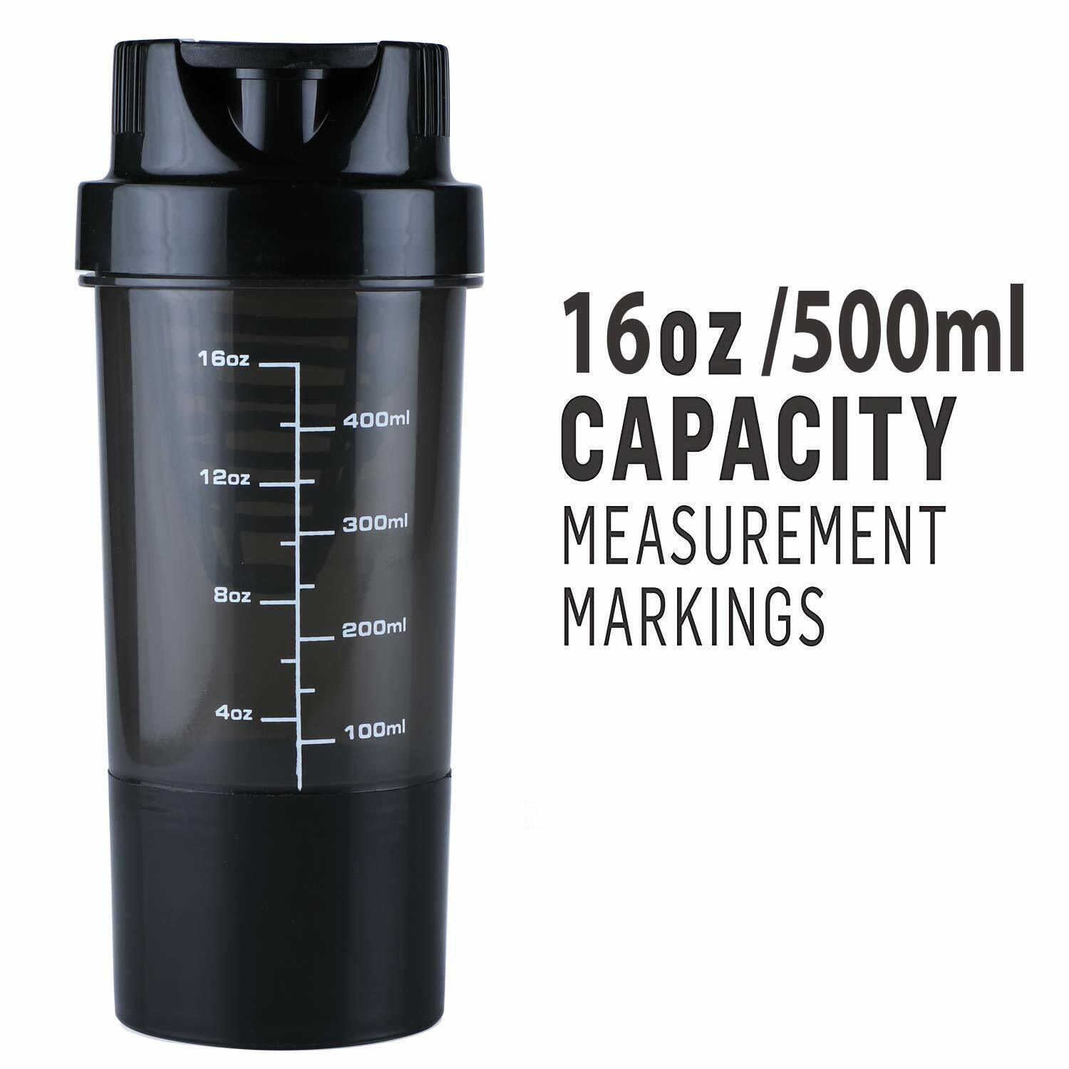 By Global International Shake Protein Shaker Sports Bottle 500 ml (Black).