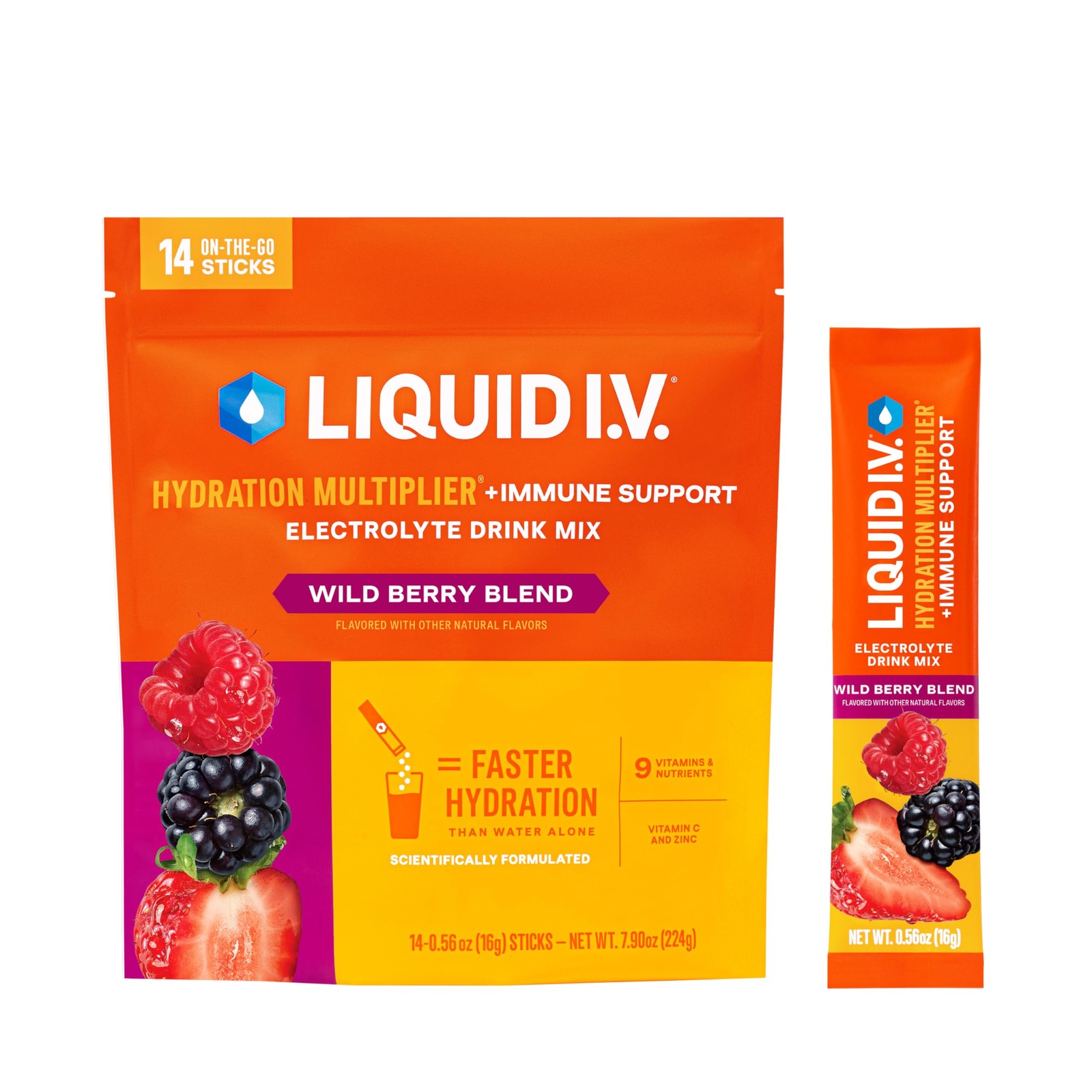 Liquid I.V.® Hydration Multiplier +Immune Support – 0.56 Ounce (Pack of 14)