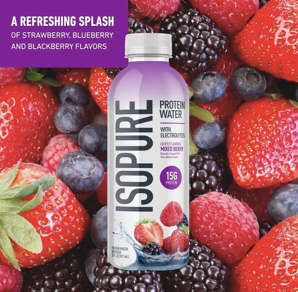 Isopure Clear Protein Water w/ Electrolytes, 15g Whey – Mixed Berry, 12 Pack