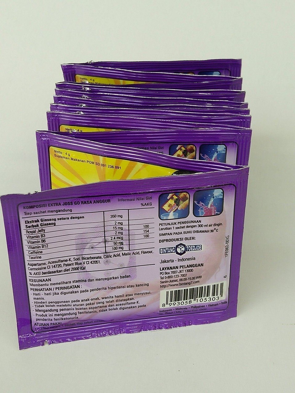 EXTRA JOSS Energy Drink Powder Boost Stamina (Grape Ginseng) 4×6