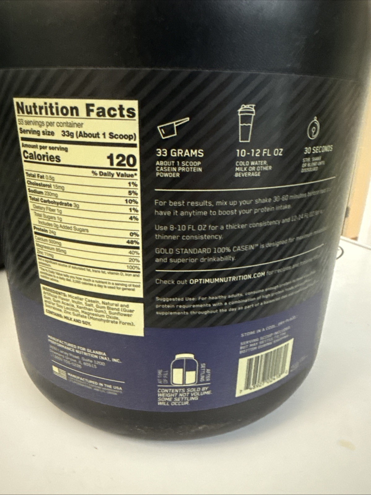 Optimum Nutrition, 100% Casein Creamy Vanilla Protein Powder