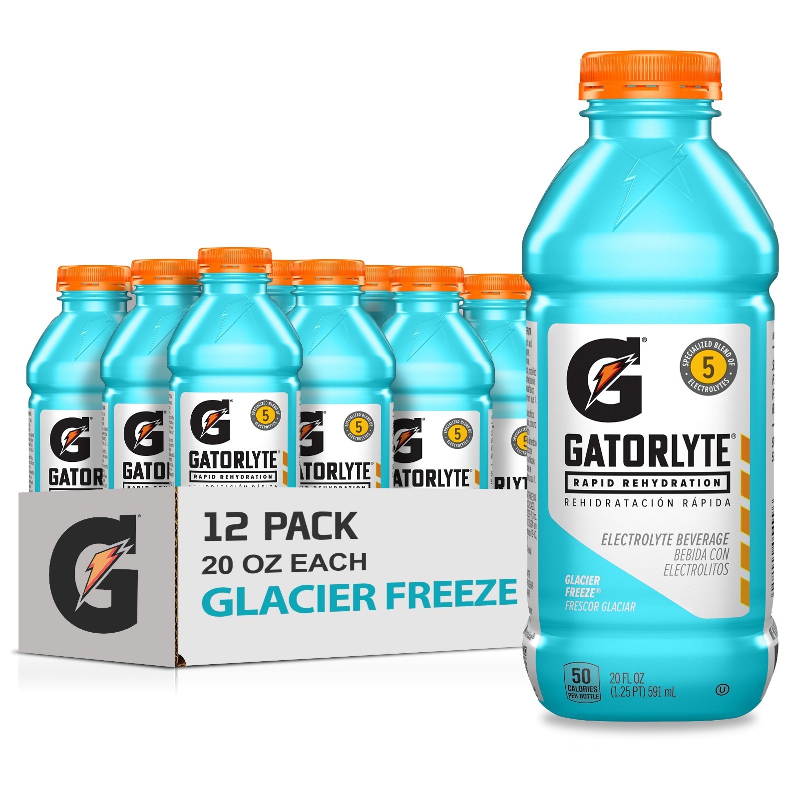 (12 pack) Gatorlyte Rapid Rehydration Electrolyte Drink, Glacier Freeze, 20 fl o