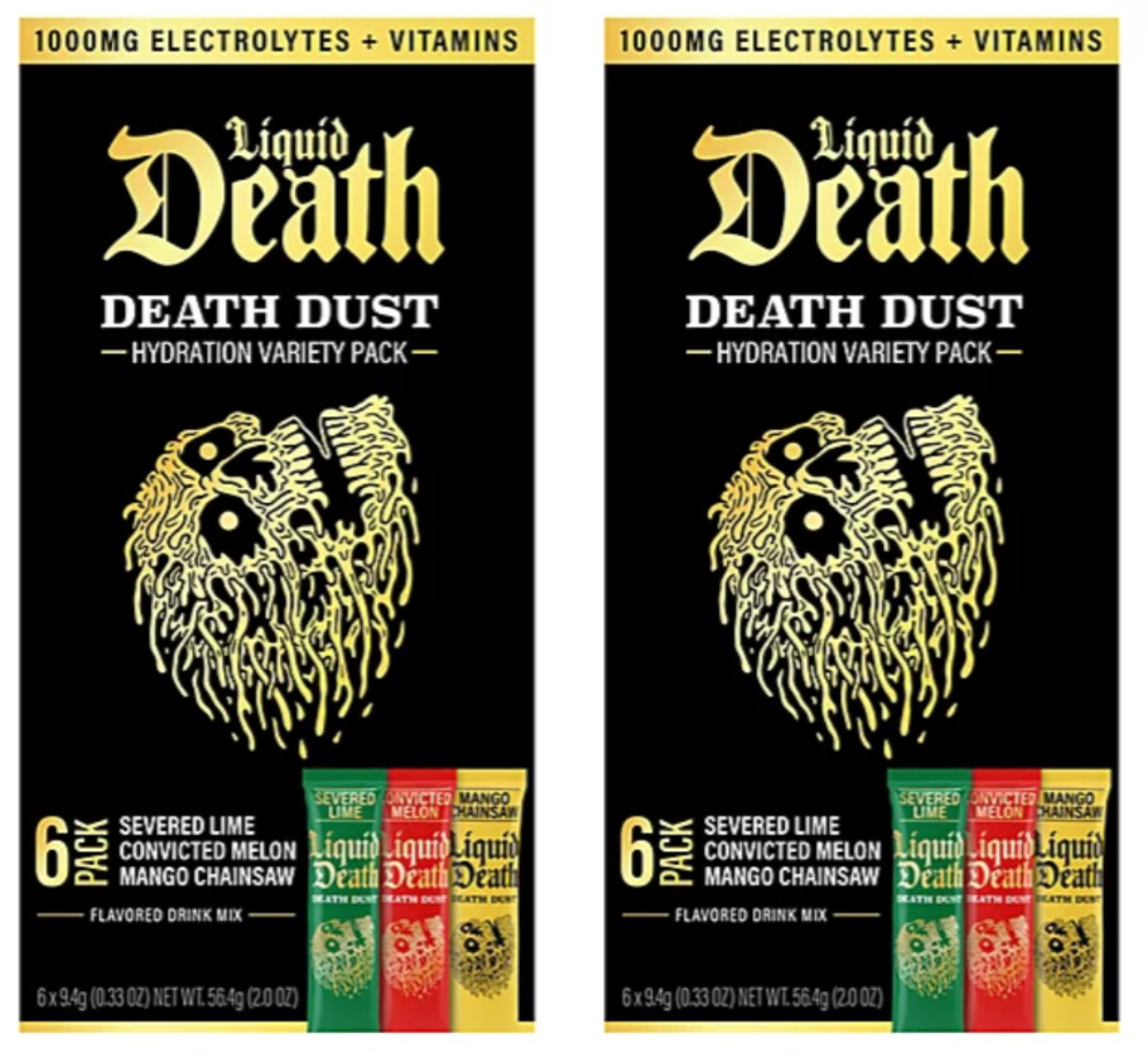 2 Liquid Death Death Dust Hydration Powder Mix Hydration Variety, 6pk per box