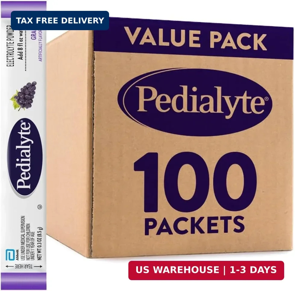 Electrolyte Powder, Hydration Drink for Kids & Adults, Grape, 100 Powder Packet