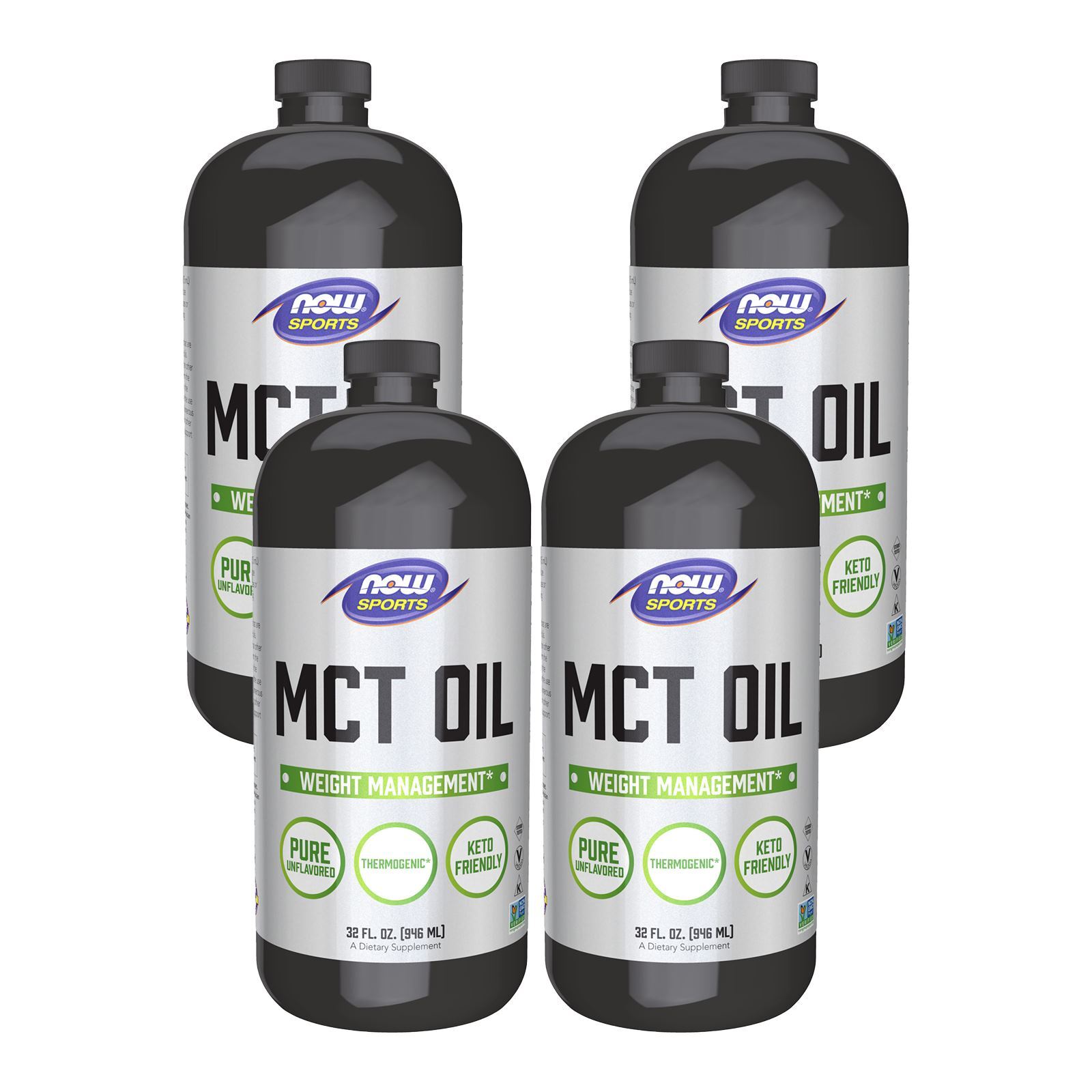 4 x NOW FOODS MCT Oil 32 oz 100% Pure Weight Management Spares Lean Body Tissue
