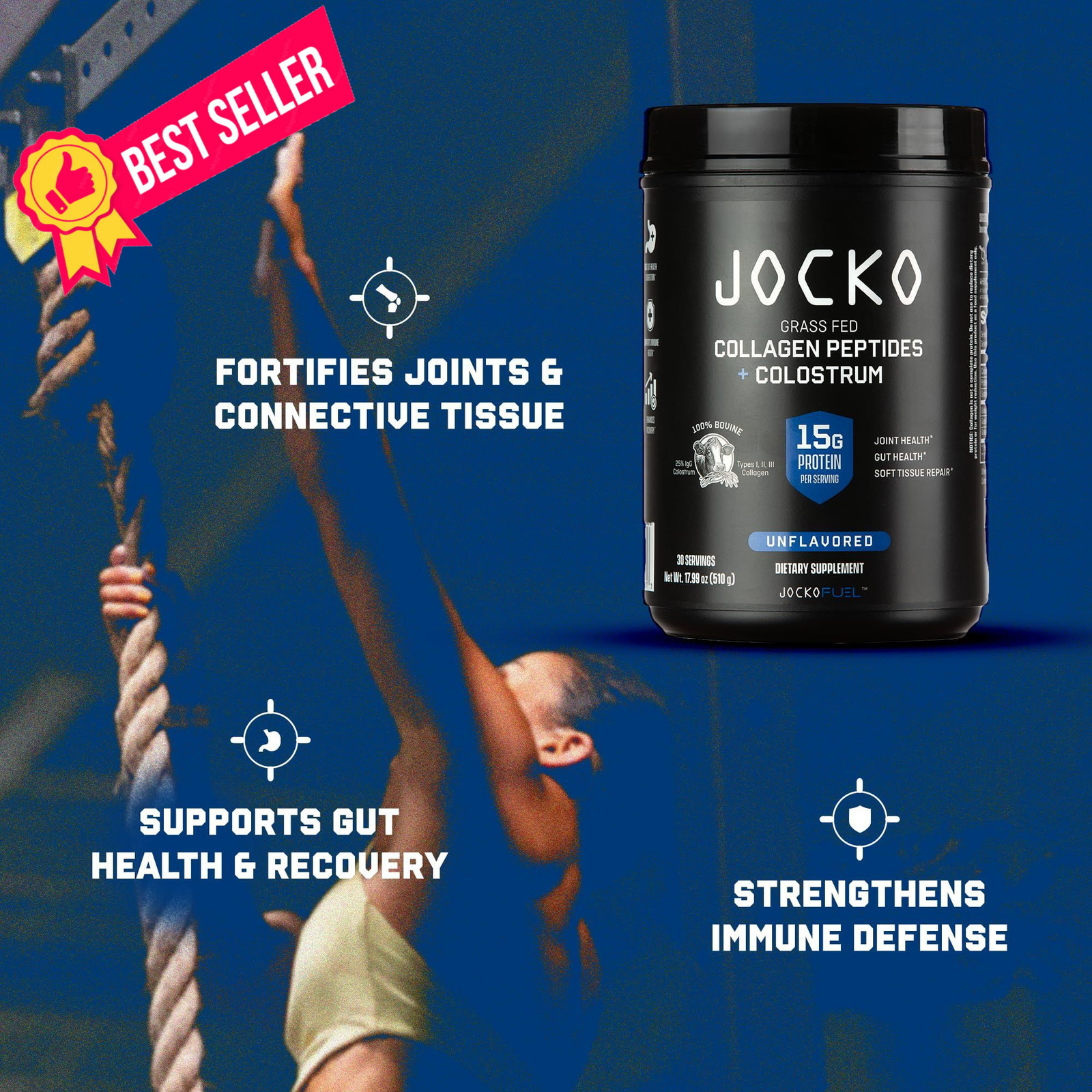 Jocko Fuel Collagen Powder with Colostrum – 15g 1.13 Pound (Pack of 1)