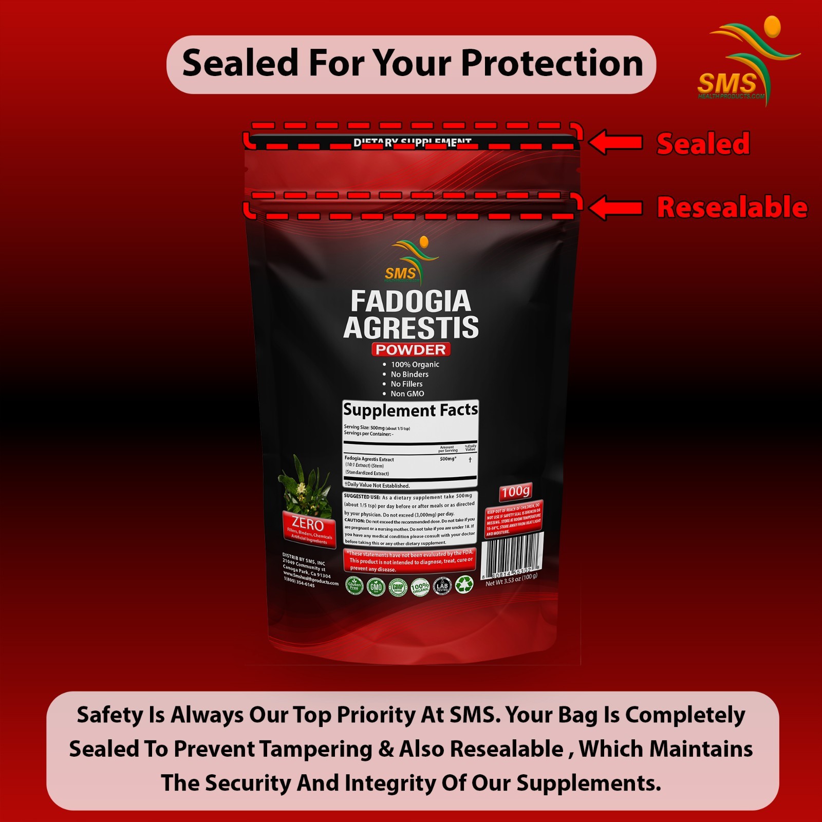 Fadogia Agrestis Powder Powerful Extract (Maximum Strength) 10:1 Stem 100g