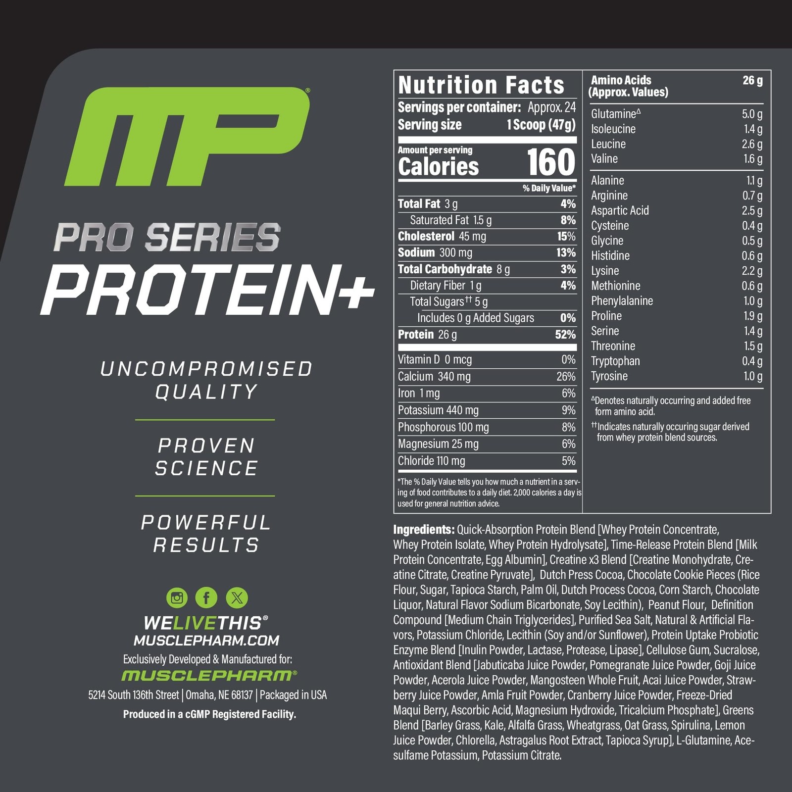 Muscle Pharm Pro Series 26g Whey Protein – Chocolate Chunky Monkey 2.5 lb 24