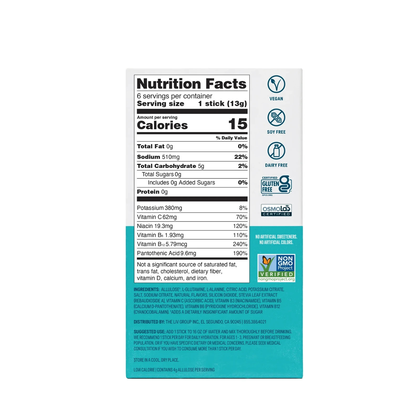 Liquid I.V. Sugar-Free Raspberry Melon Hydration Electrolyte Mix, 0.56oz – 6ct